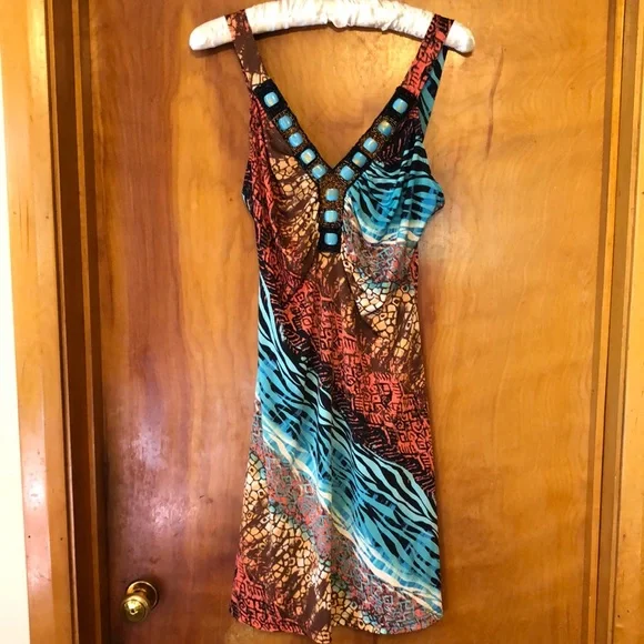 beaded top dress Mock Two-Piece Dress with Beaded Top and Open Back 2XL / Mint